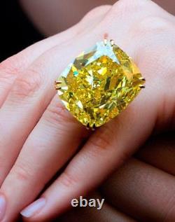 100 Carat Yellow Diamond Ring Victorian Style Solid 925 Sterling Silver