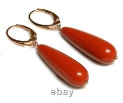 10CT Victorian Style Simulated Coral Women's Drop Earrings 14K Rose Gold Over