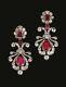 14k White Gold Plated Silver Women's Victorian Style Earring Lab Created Ruby