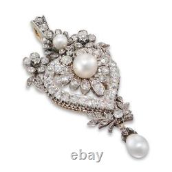 19th Century Victorian Vintage Style Pendant 925 Sterling Silver Pearl Floral