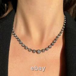 26Ct Lab Created Diamond 925 Sterling Silver Victorian Style Riviere Necklace