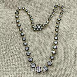 26 Ct Simulated Diamond 925 Sterling Silver Victorian Style Riviere Necklace