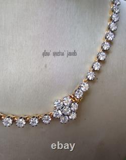 26 Ct Simulated Diamond 925 Sterling Silver Victorian Style Riviere Necklace