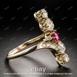 2.50Ct Round Cut Red Ruby Victorian Style Engagement Ring 14K Yellow Gold Finish