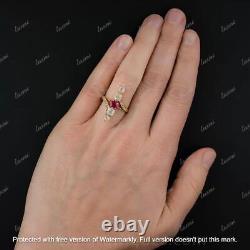 2.50Ct Round Cut Red Ruby Victorian Style Engagement Ring 14K Yellow Gold Finish