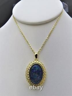 #4859 6.6ct. Natural Opal Triplet Victorian-Style Halo Sterling Silver Pendant