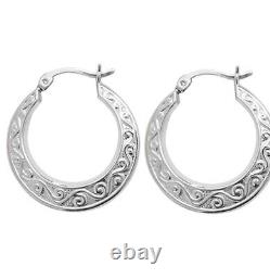 925 Sterling Silver Creole Irish Victorian Style Creole Celtic Hoop Earrings
