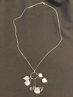 925 Sterling Silver Necklace and Pendant with Five Victorian-Style Silver Hearts