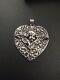 925 Sterling Victorian Style Gothic Heart Cherub Flowers Pendant 23.5 Grams