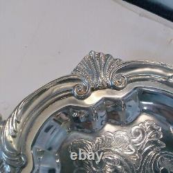American Victorian Style BSC Silver Plate Footed Serving Tray With Handles 20 In