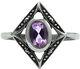 Amethyst And Marcasite Victorian Style Cocktail Ring 925 Sterling Silver