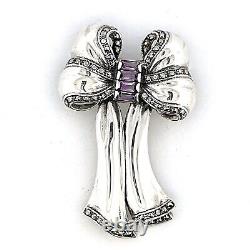 Amethyst Victorian Style Bow Brooch Sterling Silver Ari D Norman