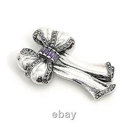 Amethyst Victorian Style Bow Brooch Sterling Silver Ari D Norman