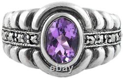 Amethyst and Marcasite Victorian Style Ring 925 Sterling Silver by Ari D Norman