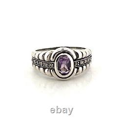 Amethyst and Marcasite Victorian Style Ring 925 Sterling Silver by Ari D Norman