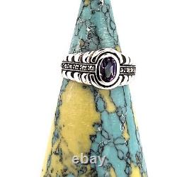 Amethyst and Marcasite Victorian Style Ring 925 Sterling Silver by Ari D Norman