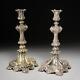 Antique Silver Plated Repousse Grape Cluster Lg Baroque Style Candlesticks 14h