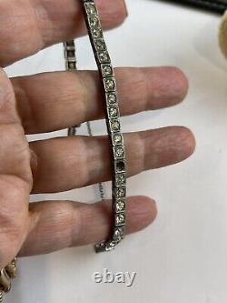 Antique Victorian French Paste Sterling Silver Tennis Bracelet