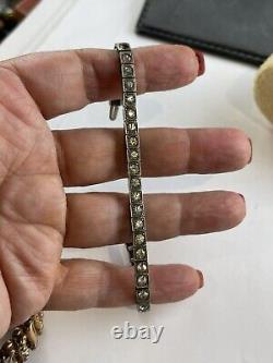 Antique Victorian French Paste Sterling Silver Tennis Bracelet