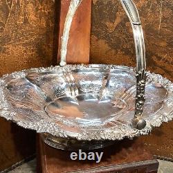 Antique Victorian Sheffield Style Silver Plate Brides Basket X 909-10 R Large
