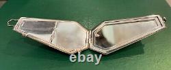Antique Victorian Sterling Silver Powder Compact, Engraved, Coffin Style