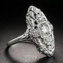 Antique Victorian Style 0.7Ct Round Cut CZ Wedding Engagement Ring In 925 Silver