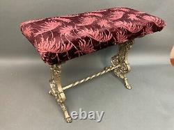 Antique Victorian Style Cast Iron Piano Vanity Bench Stool with footed Silver Base