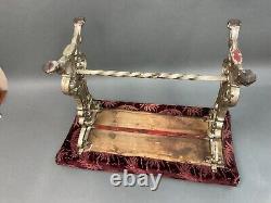Antique Victorian Style Cast Iron Piano Vanity Bench Stool with footed Silver Base