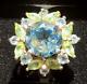 Antique Victorian Style Natural Topaz & Peridot Silver Dress/cocktail Ring 925