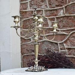 Antique Victorian Style Ornate English Five Arm Silver Plate Candelabra