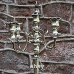 Antique Victorian Style Ornate English Five Arm Silver Plate Candelabra