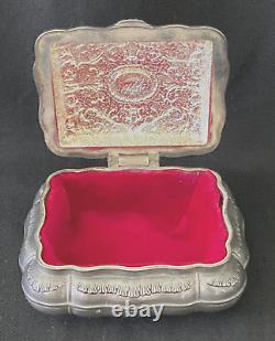 Antique Victorian Style Silver Plated with red Velvet Lined Jewelry/Trinket Box
