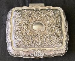 Antique Victorian Style Silver Plated with red Velvet Lined Jewelry/Trinket Box