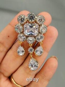 Antique Victorian style Natural Diamond woman brooch 925 silver