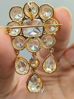 Antique Victorian style Natural Diamond woman brooch 925 silver