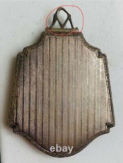 Antique Vintage Victorian Guilloche Sterling Silver Compact Pendant Locket