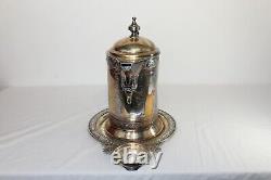Antique Wilcox Victorian Style Pitcher With Underplate Silver Metal Detailed