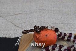 Antique icon Bohemian silver Natural Rose Garnet Pendant cross Victorian style