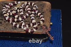 Antique icon Bohemian silver Natural Rose Garnet Pendant cross Victorian style