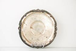 Antique vintage round silver tray Victorian style silver-plated Platter