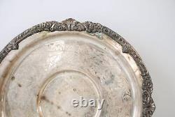 Antique vintage round silver tray Victorian style silver-plated Platter