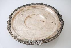 Antique vintage round silver tray Victorian style silver-plated Platter