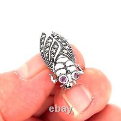 Beetle Pin Brooch Victorian Style 925 Sterling Silver English Hallmarks