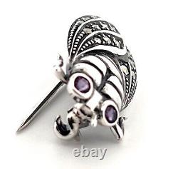 Beetle Pin Brooch Victorian Style 925 Sterling Silver English Hallmarks