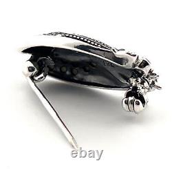 Beetle Pin Brooch Victorian Style 925 Sterling Silver English Hallmarks