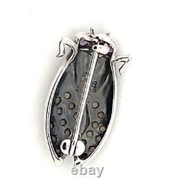 Beetle Pin Brooch Victorian Style 925 Sterling Silver English Hallmarks