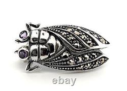 Beetle Pin Brooch Victorian Style 925 Sterling Silver English Hallmarks