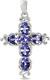 Birthstone Gemstone 925 Sterling Silver Victorian Style Cross Pendant Necklace C