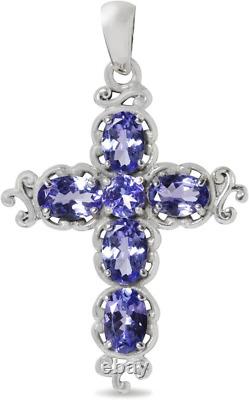 Birthstone Gemstone 925 Sterling Silver Victorian Style Cross Pendant Necklace C