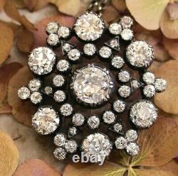 Black Metal Plated CZ Brooch 925 Sterling Silver Victorian Style Estate Jewelry